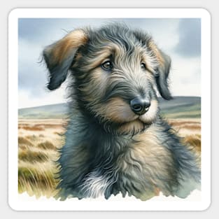 Watercolor Irish Wolfhound Puppies - Cute Puppy Sticker